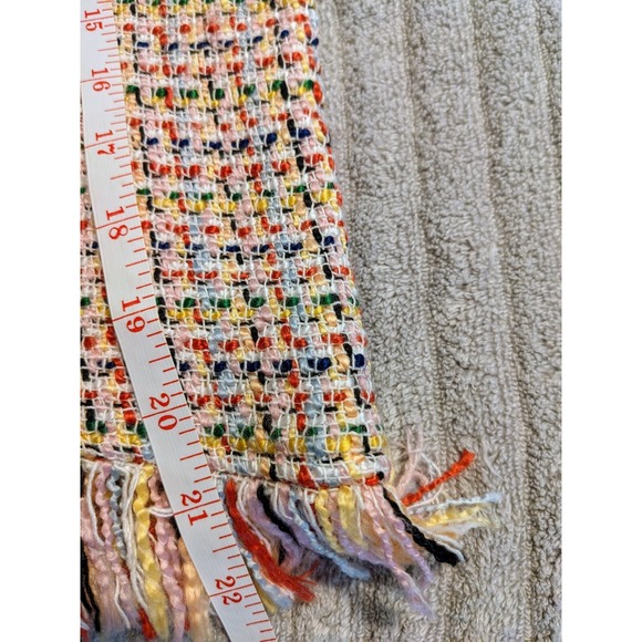 Zara Woman Woven Top Sz XS Pink Multicolor Contrast Trim Fringe Tweed - Picture 6 of 8